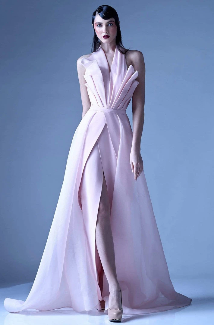 MNM Couture - G0924 Pleated Halter A-Line Evening Dress 3 MNM Couture - G0924 Pleated Halter A-Line Evening Dress