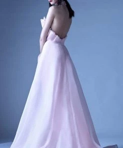 MNM Couture - G0924 Pleated Halter A-Line Evening Dress