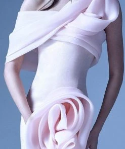 MNM Couture - G0935 One Shoulder 3D Floral Accent Fitted Gown W Slit 7 MNM Couture - G0935 One Shoulder 3D Floral Accent Fitted Gown W Slit