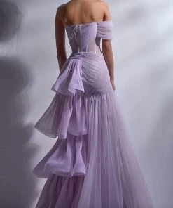 MNM Couture - G1282 Sheer Corset Bodice Ruffle A-Line Gown 6 MNM Couture - G1282 Sheer Corset Bodice Ruffle A-Line Gown