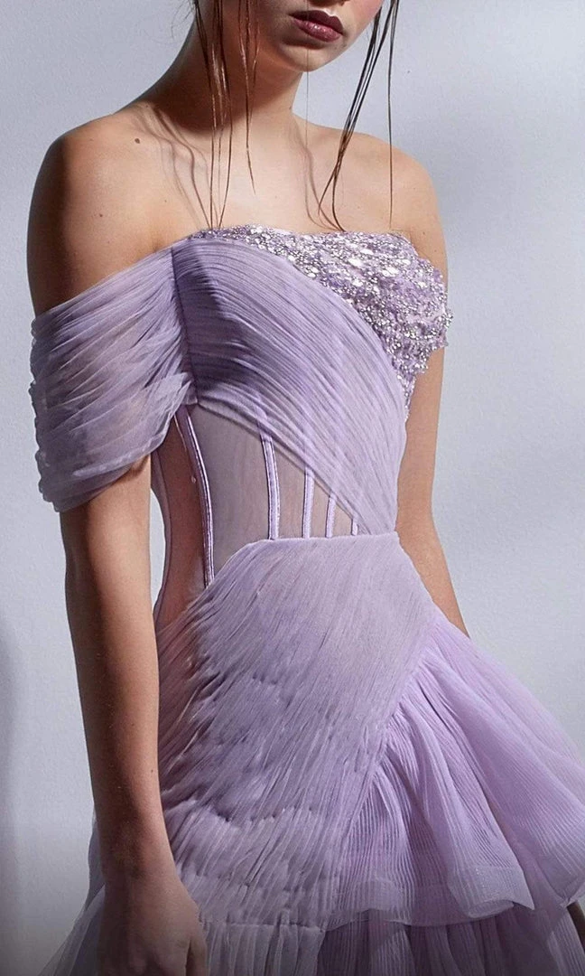 MNM Couture - G1282 Sheer Corset Bodice Ruffle A-Line Gown 5 MNM Couture - G1282 Sheer Corset Bodice Ruffle A-Line Gown