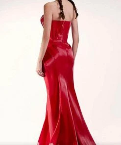 MNM COUTURE G1411 - Pleated Strapless High Slit Evening Gown 5 MNM COUTURE G1411 - Pleated Strapless High Slit Evening Gown