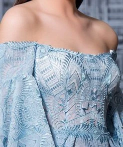 MNM Couture - K3588 Embroidered Off-Shoulder Bell Sleeve Sheath Dress 7 MNM Couture - K3588 Embroidered Off-Shoulder Bell Sleeve Sheath Dress