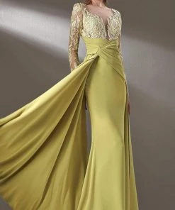MNM COUTURE - K3893 Long Sleeves Sheath Evening Dress