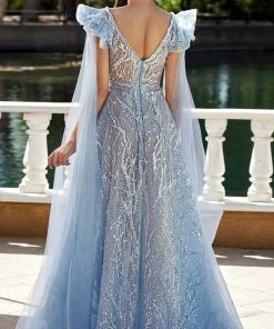 MNM Couture K3930 - Flutter Sleeve Evening Gown