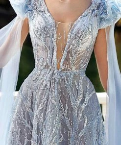 MNM Couture K3930 - Flutter Sleeve Evening Gown