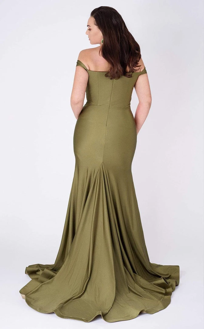 MNM COUTURE - L0044 Tapered V Neck Mermaid Gown 5 MNM COUTURE - L0044 Tapered V Neck Mermaid Gown