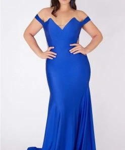 MNM COUTURE - L0044 Tapered V Neck Mermaid Gown 13 MNM COUTURE - L0044 Tapered V Neck Mermaid Gown