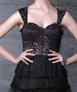 MNM Couture - Lace Sweetheart Tiered Dress N0100 5 MNM Couture - Lace Sweetheart Tiered Dress N0100