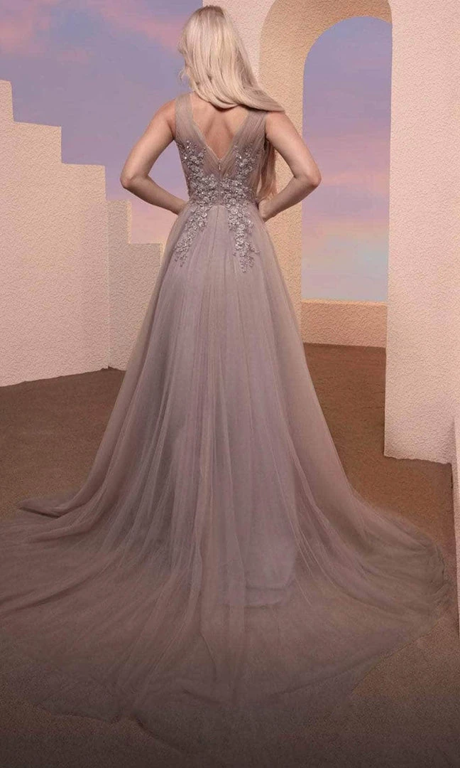 MNM COUTURE M0095 - Floral Applique Tulle Evening Dress 4 MNM COUTURE M0095 - Floral Applique Tulle Evening Dress