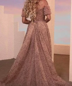 MNM COUTURE M0100 - Off Shoulder Overskirt Evening Dress 8 MNM COUTURE M0100 - Off Shoulder Overskirt Evening Dress