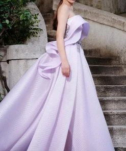 MNM COUTURE - N0304 Embellished Strapless A-line Gown