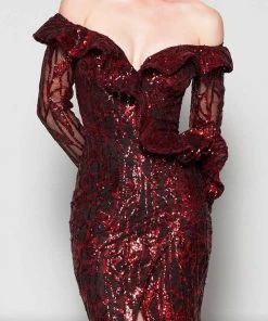 MNM COUTURE - N0363 Embellished Off-Shoulder Sheath Dress 9 MNM COUTURE - N0363 Embellished Off-Shoulder Sheath Dress