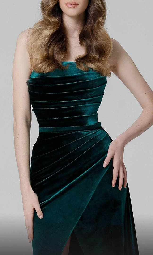 MNM COUTURE N0449 - Draped Velvet Evening Dress 4 MNM COUTURE N0449 - Draped Velvet Evening Dress