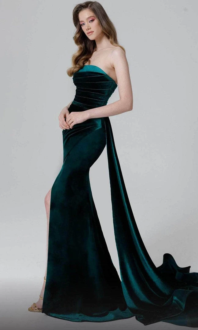 MNM COUTURE N0449 - Draped Velvet Evening Dress 5 MNM COUTURE N0449 - Draped Velvet Evening Dress