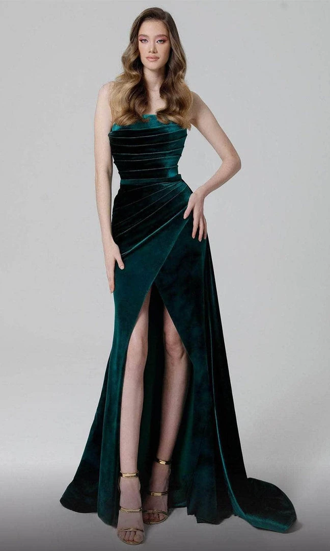 MNM COUTURE N0449 - Draped Velvet Evening Dress 3 MNM COUTURE N0449 - Draped Velvet Evening Dress