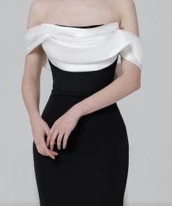 MNM COUTURE N0456 - Draped Off Shoulder Evening Dress 11 MNM COUTURE N0456 - Draped Off Shoulder Evening Dress