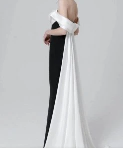 MNM COUTURE N0456 - Draped Off Shoulder Evening Dress 9 MNM COUTURE N0456 - Draped Off Shoulder Evening Dress