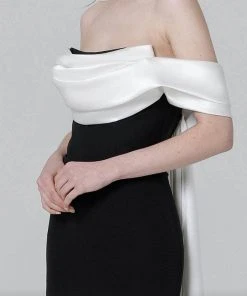 MNM COUTURE N0456 - Draped Off Shoulder Evening Dress 12 MNM COUTURE N0456 - Draped Off Shoulder Evening Dress