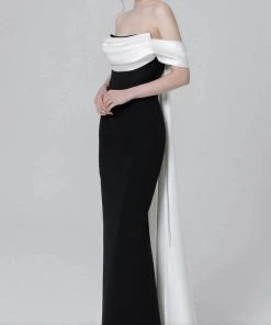 MNM COUTURE N0456 - Draped Off Shoulder Evening Dress 10 MNM COUTURE N0456 - Draped Off Shoulder Evening Dress