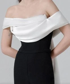 MNM COUTURE N0456A - Draped Off Shoulder Jumpsuit 9 MNM COUTURE N0456A - Draped Off Shoulder Jumpsuit