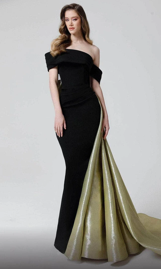 MNM COUTURE N0466 - Off Shoulder Asymmetric Evening Gown 3 MNM COUTURE N0466 - Off Shoulder Asymmetric Evening Gown