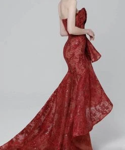 MNM COUTURE N0468 - Applique High Low Evening Dress