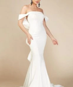 MNM Couture - Off-Shoulder Ruffled Mermaid Gown N0145