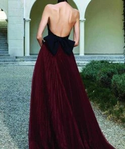 MNM Couture - Shirred Halter Neck Ballgown N0124