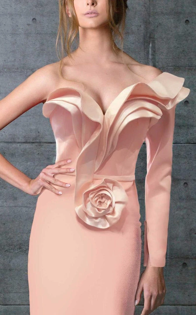 MNM Couture - Single Long Sleeve Evening Gown N0075 4 MNM Couture - Single Long Sleeve Evening Gown N0075