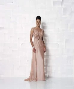 Mon Cheri 112646 V Neck Sleeveless Long Dress