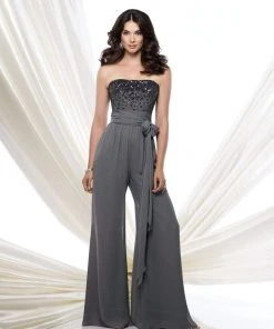 Mon Cheri 115976 Strapless Embellished Jumpsuit