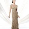 Mon Cheri - 214D61 Quarter Sleeve Lace Illusion Evening Gown