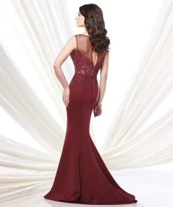 Mon Cheri - 215901 Beaded Illusion Bateau Neck Dress