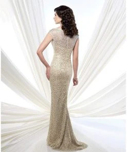 Mon Cheri - 215912 Cap Sleeve Illusion Lace Gown