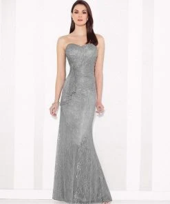 Mon Cheri 216683 Strapless Lace Sheath Dress