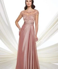 Mon Cheri - 216968 Two Tone Chiffon A-line Dress - 1 Pc Rose In Size 6 Available