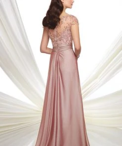 Mon Cheri - 216968 Two Tone Chiffon A-line Dress - 1 Pc Rose In Size 6 Available