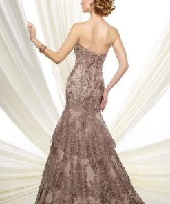 Mon Cheri 216D53 Strapless Beaded Lace Evening Gown