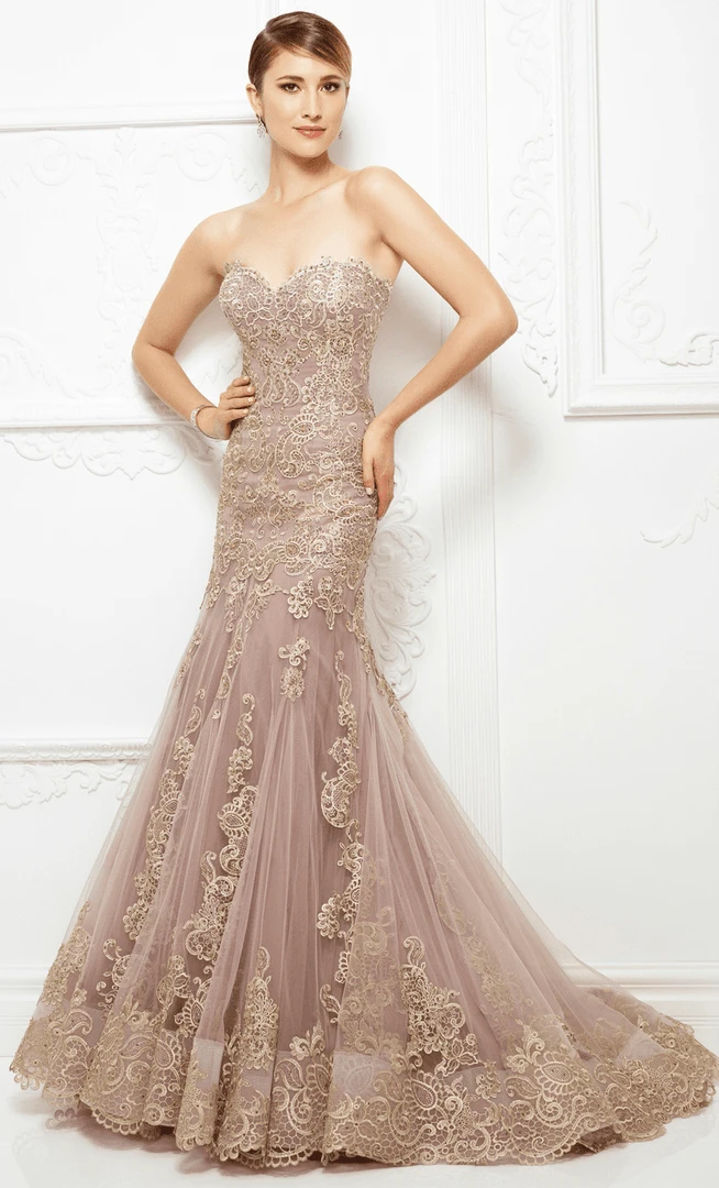 Mon Cheri 217D89 Strapless Lace Tulle Evening Gown 3 Mon Cheri 217D89 Strapless Lace Tulle Evening Gown