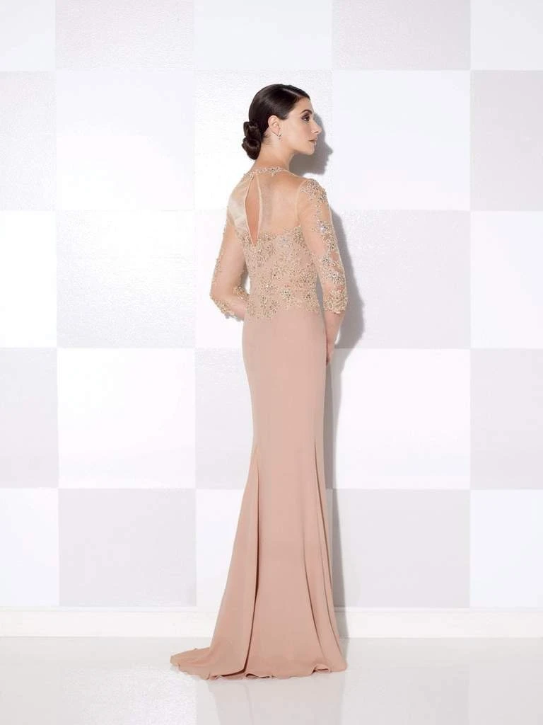 Mon Cheri Applique Illusion Gown In Toast 115614 4 Mon Cheri Applique Illusion Gown In Toast 115614