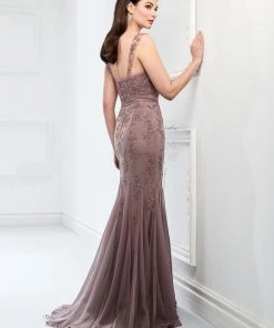 Mon Cheri Beaded Fitted Trumpet Evening Dress 218903