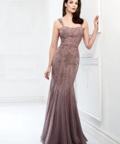Mon Cheri Beaded Fitted Trumpet Evening Dress 218903
