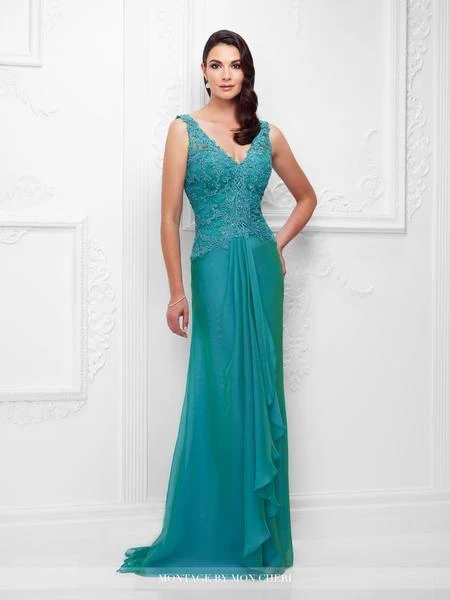Mon Cheri - Beaded Lace A-Line Gown With Detachable Sleeves 117909 3 Mon Cheri - Beaded Lace A-Line Gown With Detachable Sleeves 117909