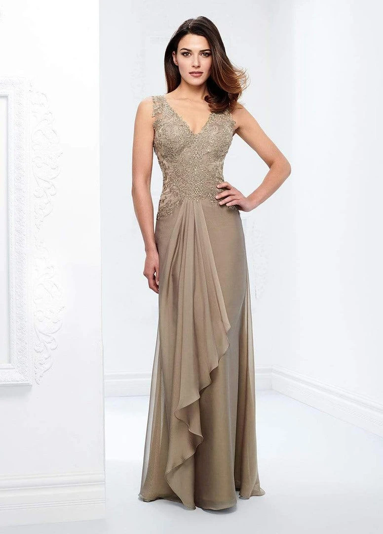 Mon Cheri - Beaded Lace A-Line Gown With Detachable Sleeves 117909 8 Mon Cheri - Beaded Lace A-Line Gown With Detachable Sleeves 117909