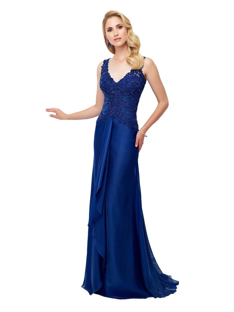 Mon Cheri - Beaded Lace A-Line Gown With Detachable Sleeves 117909 7 Mon Cheri - Beaded Lace A-Line Gown With Detachable Sleeves 117909