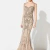 Mon Cheri - Beaded Sweetheart Mermaid Evening Dress 219D75 - 1 Pc Taupe In Size 18 Available