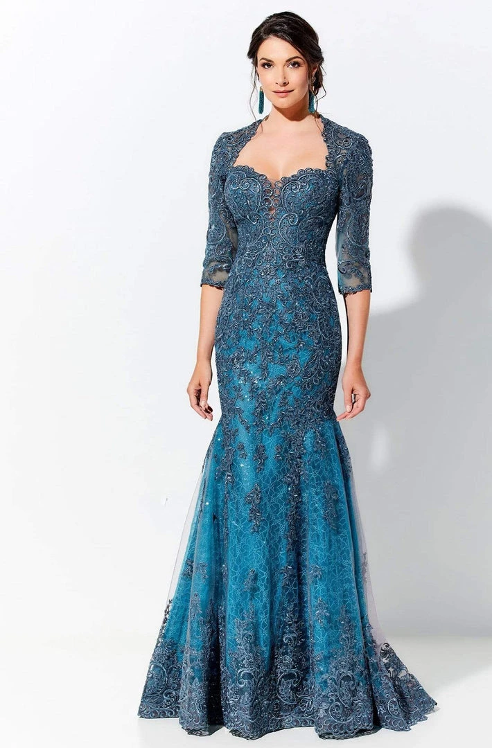Ivonne D By Mon Cheri - Embroidered Queen Anne Evening Dress 120D05 - 2 Pcs Deep Ocean In Size 8 And 14 Available 7 Ivonne D By Mon Cheri - Embroidered Queen Anne Evening Dress 120D05 - 2 Pcs Deep Ocean In Size 8 And 14 Available