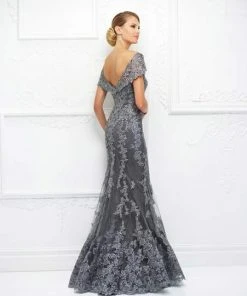 Mon Cheri - Ivonne D For Mon Cheri - Lace Applique Trumpet Dress 118D12W