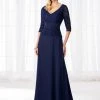 Mon Cheri Lace Quarter Length Sleeves A-Line Evening Dress 218623W
